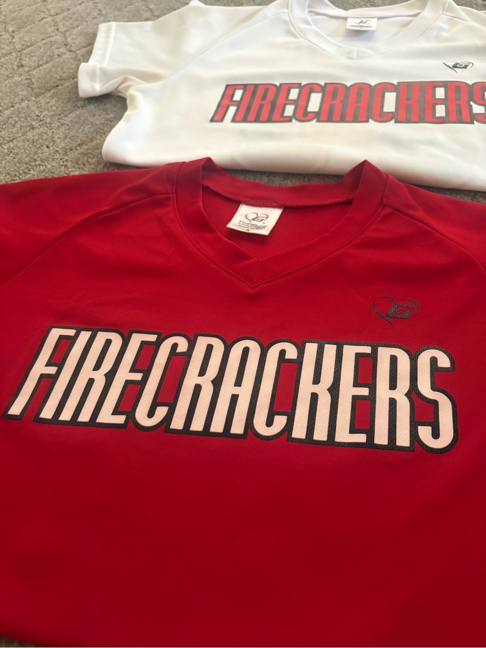 Firecrackers Women's Red and white Athletic Jerseys